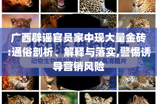 廣西辟謠官員家中現(xiàn)大量金磚:通俗剖析、解釋與落實,警惕誘導營銷風險