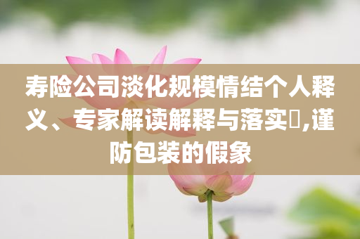 壽險公司淡化規(guī)模情結(jié)個人釋義、專家解讀解釋與落實?,謹防包裝的假象