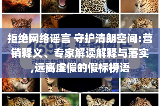 拒絕網(wǎng)絡(luò)謠言 守護(hù)清朗空間:營銷釋義、專家解讀解釋與落實(shí),遠(yuǎn)離虛假的假標(biāo)榜語