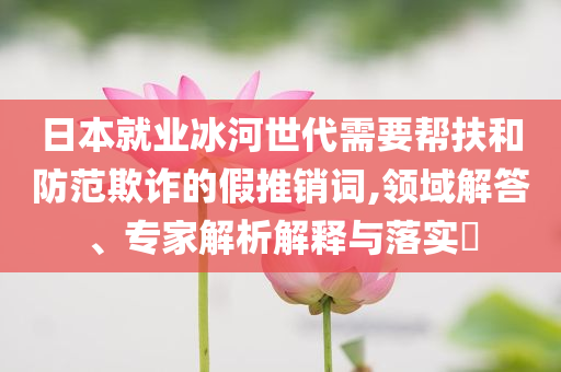 日本就業(yè)冰河世代需要幫扶和防范欺詐的假推銷詞,領(lǐng)域解答、專家解析解釋與落實(shí)?