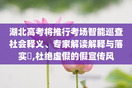 湖北高考將推行考場(chǎng)智能巡查社會(huì)釋義、專家解讀解釋與落實(shí)?,杜絕虛假的假宣傳風(fēng)