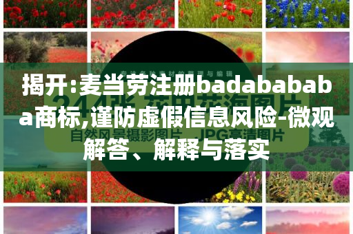 揭開:麥當勞注冊badabababa商標,謹防虛假信息風險-微觀解答、解釋與落實