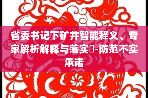 省委書記下礦井智能釋義、專家解析解釋與落實?-防范不實承諾