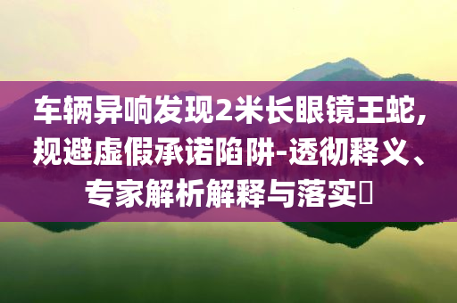 車輛異響發(fā)現(xiàn)2米長(zhǎng)眼鏡王蛇,規(guī)避虛假承諾陷阱-透徹釋義、專家解析解釋與落實(shí)?
