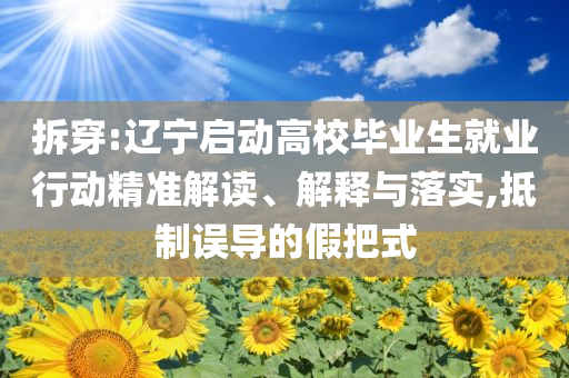 拆穿:遼寧啟動高校畢業(yè)生就業(yè)行動精準(zhǔn)解讀、解釋與落實,抵制誤導(dǎo)的假把式