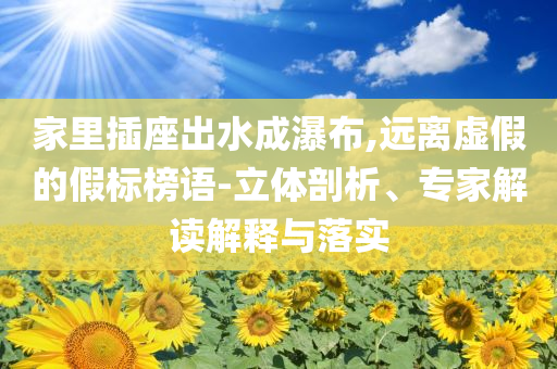 家里插座出水成瀑布,遠(yuǎn)離虛假的假標(biāo)榜語-立體剖析、專家解讀解釋與落實
