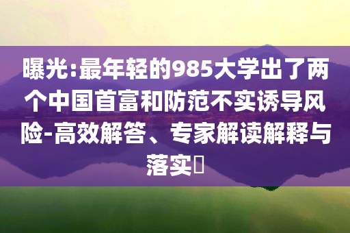 曝光:最年輕的985大學(xué)出了兩個(gè)中國(guó)首富和防范不實(shí)誘導(dǎo)風(fēng)險(xiǎn)-高效解答、專(zhuān)家解讀解釋與落實(shí)?
