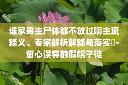 誰(shuí)家男主尸體都不放過(guò)啊主流釋義、專家解析解釋與落實(shí)?-留心誤導(dǎo)的假幌子鏈