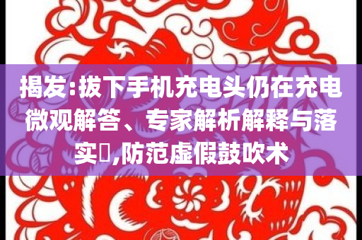 揭發(fā):拔下手機(jī)充電頭仍在充電微觀解答、專家解析解釋與落實?,防范虛假鼓吹術(shù)