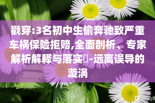 戳穿:3名初中生偷奔馳致嚴(yán)重車(chē)禍保險(xiǎn)拒賠,全面剖析、專家解析解釋與落實(shí)?-遠(yuǎn)離誤導(dǎo)的漩渦