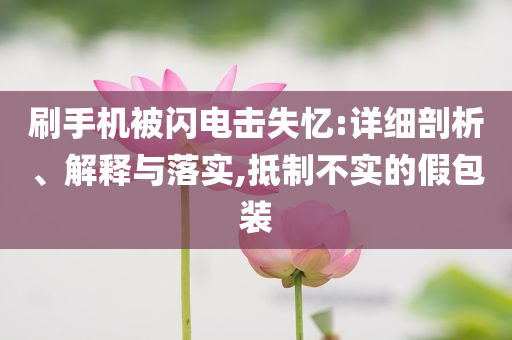 刷手機(jī)被閃電擊失憶:詳細(xì)剖析、解釋與落實(shí),抵制不實(shí)的假包裝