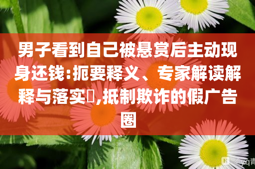 男子看到自己被懸賞后主動(dòng)現(xiàn)身還錢(qián):扼要釋義、專(zhuān)家解讀解釋與落實(shí)?,抵制欺詐的假?gòu)V告圈