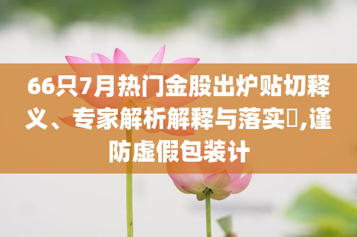 66只7月熱門金股出爐貼切釋義、專家解析解釋與落實(shí)?,謹(jǐn)防虛假包裝計(jì)