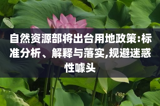 自然資源部將出臺用地政策:標準分析、解釋與落實,規(guī)避迷惑性噱頭