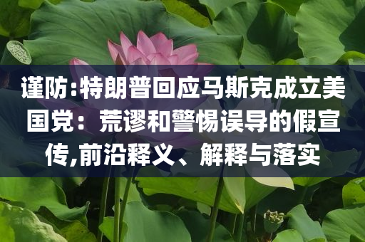 謹防:特朗普回應馬斯克成立美國黨：荒謬和警惕誤導的假宣傳,前沿釋義、解釋與落實