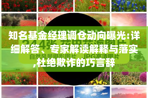 知名基金經(jīng)理調(diào)倉動向曝光:詳細(xì)解答、專家解讀解釋與落實,杜絕欺詐的巧言辭