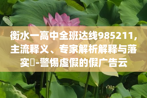 衡水一高中全班達線985211,主流釋義、專家解析解釋與落實?-警惕虛假的假廣告云
