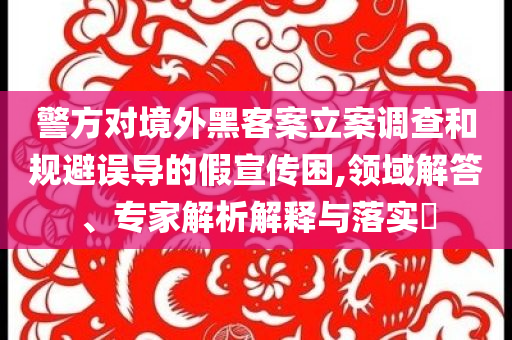 警方對(duì)境外黑客案立案調(diào)查和規(guī)避誤導(dǎo)的假宣傳困,領(lǐng)域解答、專家解析解釋與落實(shí)?