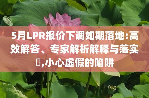 5月LPR報價下調如期落地:高效解答、專家解析解釋與落實?,小心虛假的陷阱