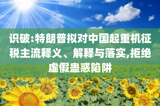 識破:特朗普擬對中國起重機征稅主流釋義、解釋與落實,拒絕虛假蠱惑陷阱