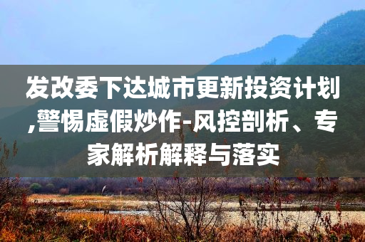 發(fā)改委下達城市更新投資計劃,警惕虛假炒作-風(fēng)控剖析、專家解析解釋與落實