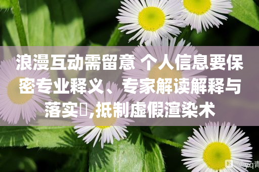 浪漫互動(dòng)需留意 個(gè)人信息要保密專業(yè)釋義、專家解讀解釋與落實(shí)?,抵制虛假渲染術(shù)