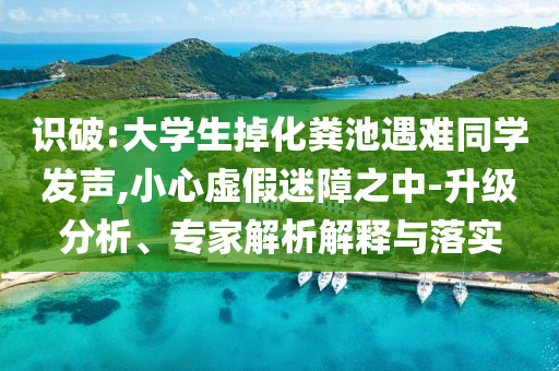 識破:大學生掉化糞池遇難同學發(fā)聲,小心虛假迷障之中-升級分析、專家解析解釋與落實