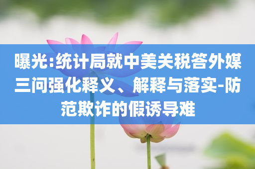 曝光:統(tǒng)計(jì)局就中美關(guān)稅答外媒三問(wèn)強(qiáng)化釋義、解釋與落實(shí)-防范欺詐的假誘導(dǎo)難