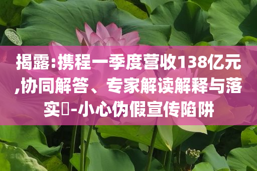 揭露:攜程一季度營收138億元,協(xié)同解答、專家解讀解釋與落實?-小心偽假宣傳陷阱