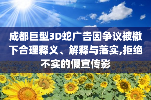 成都巨型3D蛇廣告因爭議被撤下合理釋義、解釋與落實(shí),拒絕不實(shí)的假宣傳影