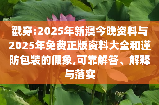戳穿:2025年新澳今晚資料與2025年免費正版資料大全和謹防包裝的假象,可靠解答、解釋與落實