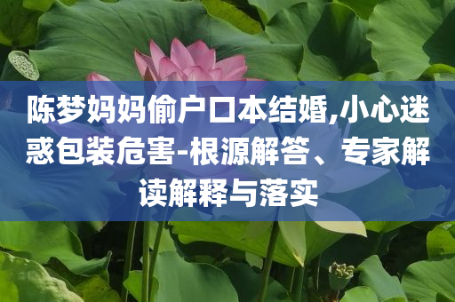 陳夢媽媽偷戶口本結(jié)婚,小心迷惑包裝危害-根源解答、專家解讀解釋與落實