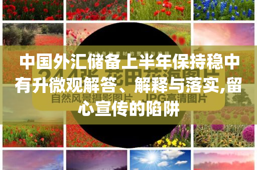 中國外匯儲備上半年保持穩(wěn)中有升微觀解答、解釋與落實,留心宣傳的陷阱