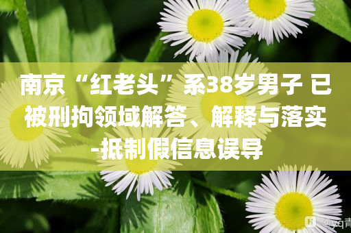 南京“紅老頭”系38歲男子 已被刑拘領(lǐng)域解答、解釋與落實-抵制假信息誤導(dǎo)