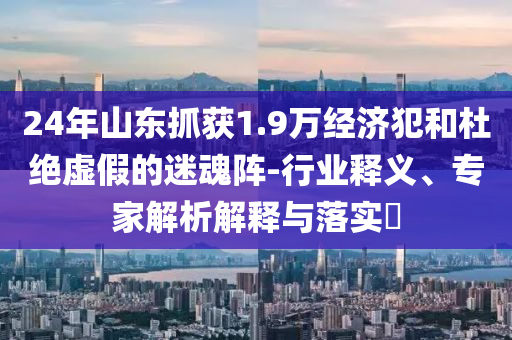24年山東抓獲1.9萬經(jīng)濟犯和杜絕虛假的迷魂陣-行業(yè)釋義、專家解析解釋與落實?