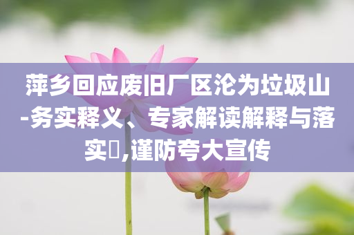 萍鄉(xiāng)回應(yīng)廢舊廠區(qū)淪為垃圾山-務(wù)實釋義、專家解讀解釋與落實?,謹防夸大宣傳