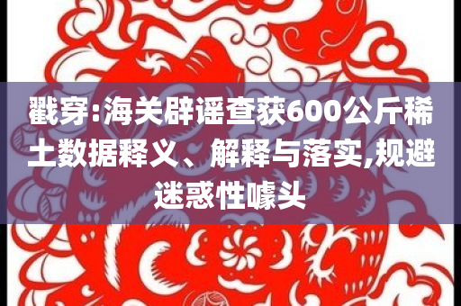 戳穿:海關(guān)辟謠查獲600公斤稀土數(shù)據(jù)釋義、解釋與落實(shí),規(guī)避迷惑性噱頭