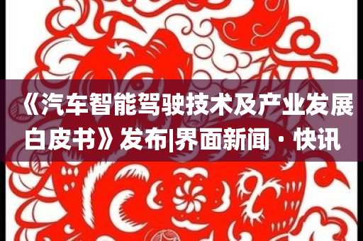 《汽車智能駕駛技術(shù)及產(chǎn)業(yè)發(fā)展白皮書》發(fā)布|界面新聞 · 快訊