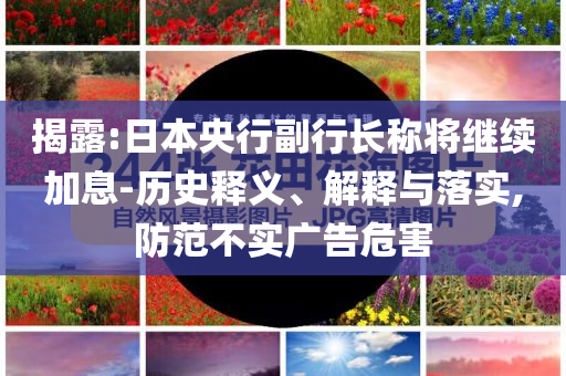 揭露:日本央行副行長稱將繼續(xù)加息-歷史釋義、解釋與落實,防范不實廣告危害