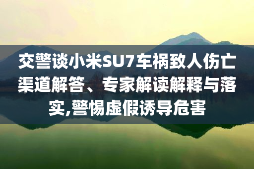 交警談小米SU7車禍致人傷亡渠道解答、專家解讀解釋與落實,警惕虛假誘導(dǎo)危害