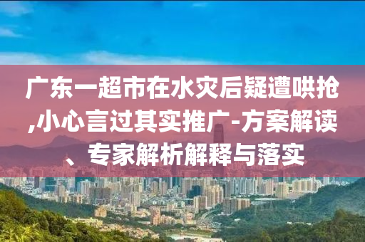 廣東一超市在水災后疑遭哄搶,小心言過其實推廣-方案解讀、專家解析解釋與落實