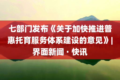 七部門發(fā)布《關(guān)于加快推進(jìn)普惠托育服務(wù)體系建設(shè)的意見(jiàn)》|界面新聞 · 快訊