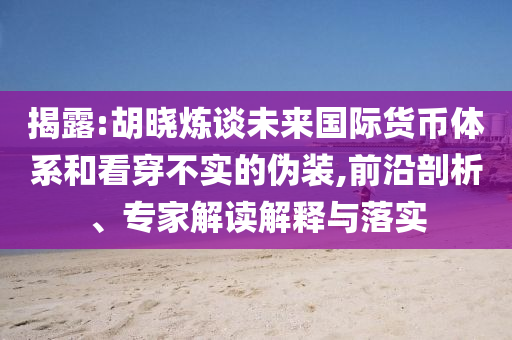 揭露:胡曉煉談未來國際貨幣體系和看穿不實的偽裝,前沿剖析、專家解讀解釋與落實