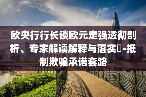 歐央行行長談歐元走強透徹剖析、專家解讀解釋與落實?-抵制欺騙承諾套路