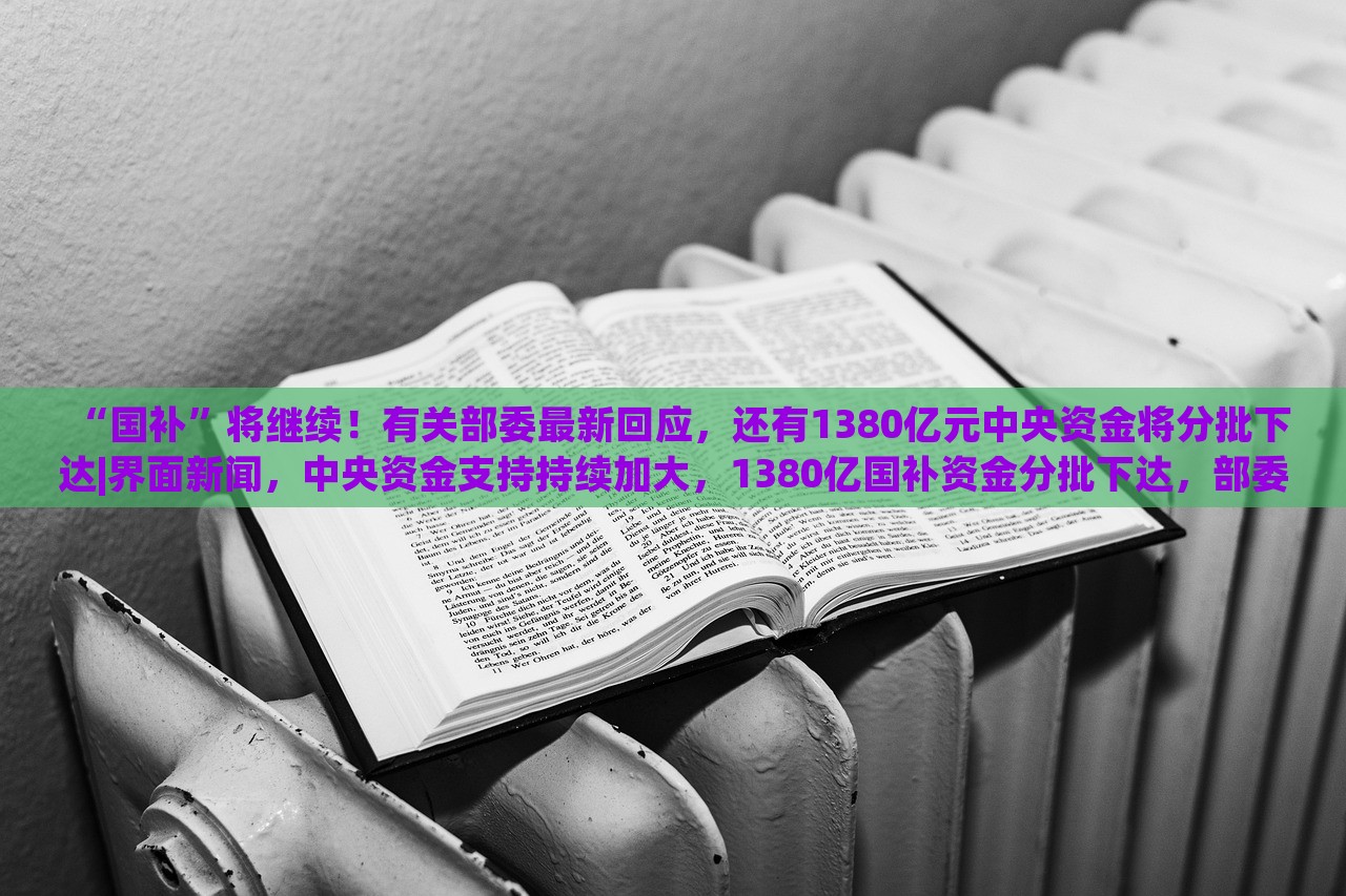 “国补”将继续！有关部委最新回应，还有1380亿元中央资金将分批下达|界面新闻，中央资金支持持续加大，1380亿国补资金分批下达，部委最新回应！